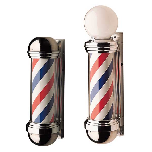 William Marvey 88 Wall Mount Barber Pole - Height 33" - Diameter of glass cylinder 8" - Sharp Salons